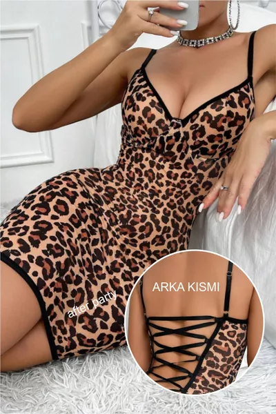 Pyjama en ensemble à imprimé léopard avec lycra