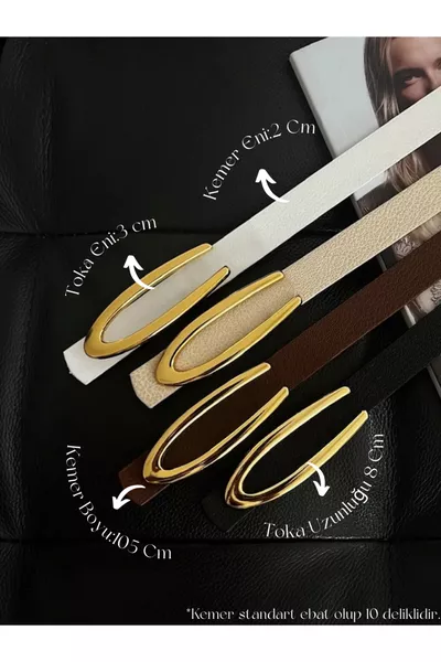 حزام نسائي رفيع طويل بمشبك، حزام للجاكيت، حزام للقميص، حزام للفستان - عرض رباعي