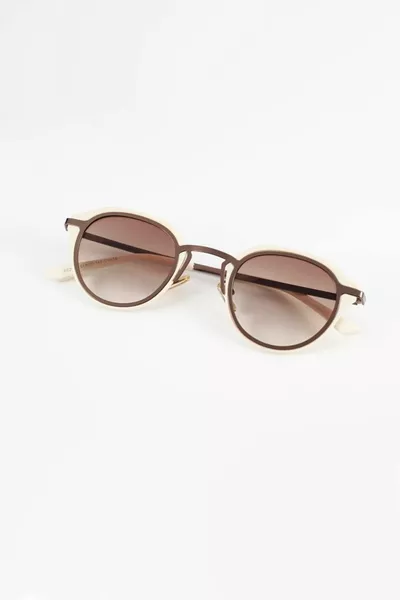 Sonic Oval Sunglasses - Cream Frame Brown Lens