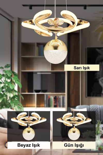 Dreon Gold 3 Цвята Дистанционно Управлявана Луксозна LED Полилей