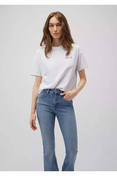 Weißes T-Shirt mit Logo-Print Loose Fit / Loose Casual Fit 