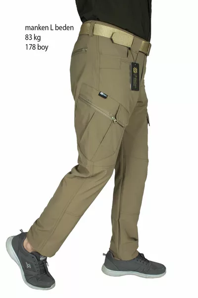 Тактические тактические брюки Наружный карго-карман Гибкий и легкий материал Лайкра (СЕЗОННЫЙ) - бежевый