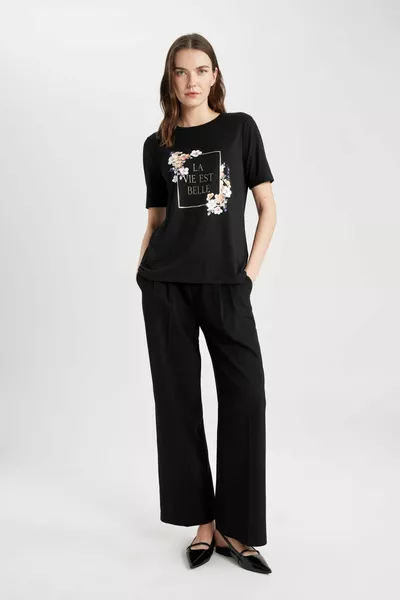 Regular Fit Crew Neck Floral Short Sleeve T-Shirt sp