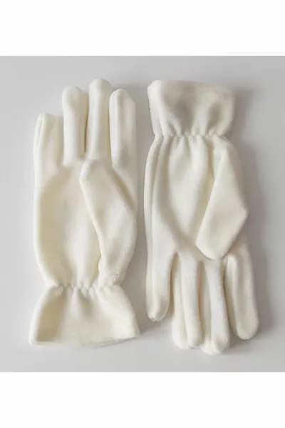 المرأة Ecru الصوف أصابع الشتاء مغلقة اصبع القدم الصوف 1 زوج من القفازات المعصم مرونة الصوف الحراري