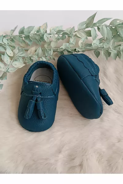 Бебешки мокасини от естествена кожа Axel Plain Petroleum Blue