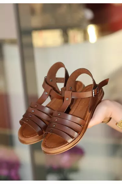 Jikto Sandali in pelle marrone chiaro