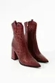 Women's Genuine Leather Croco Boots Burgundy