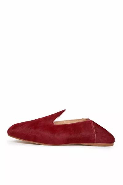 Кожена червена дамска мокасина, LA CHILI RED