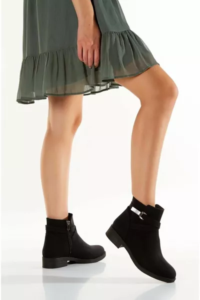 Ayakdaş  Rubberen dameslaarzen met platte zool ZWART