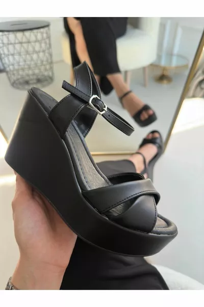 Daarli Black Skin Подплънка Сандали на петата