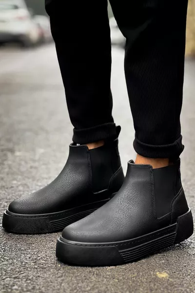 SUTULYA Bottes Chester Chelsea élastiquées sans lacets BLACK SKIN - CHE