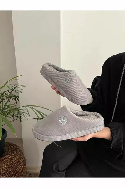 Бродирани кадифени мъжки затворени предни зимни чехли Ежедневни вътрешни чехли Пакет зестра