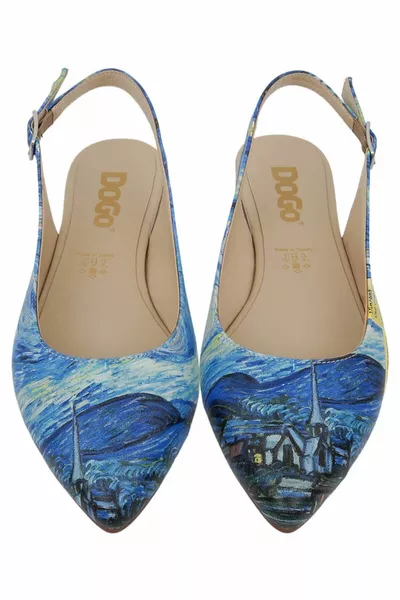 Women's Vegan Leather Blue Ballet Flats - Vincent Van Gogh The Starry Night Design