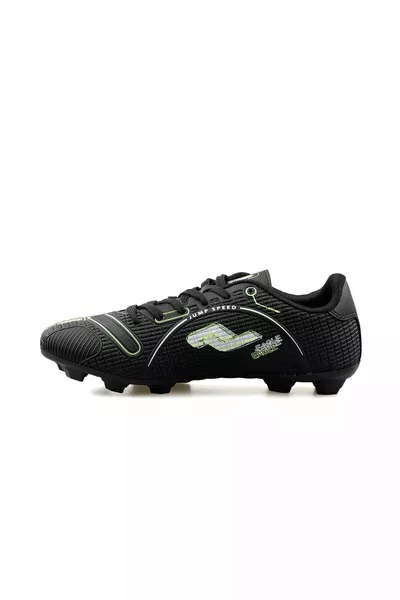  B Black Neon Green Men's Grass Football Boots -B-BLACK-NEON-GREEN Black