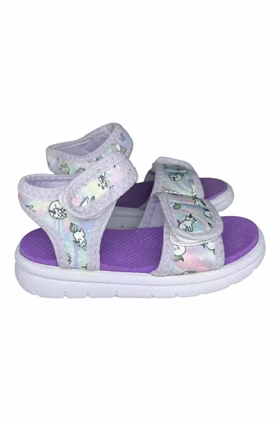 Sandali per bambini lilla stampati gatto