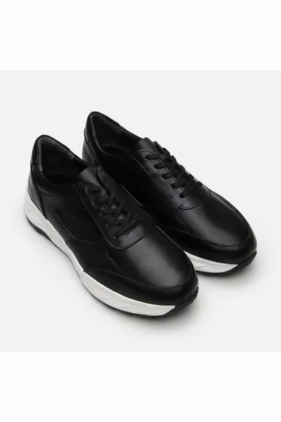 جلد طبيعي أسود أحذية رياضية رجالية