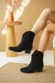 Roger Short Cowboy Boots voor dames - zwart suède