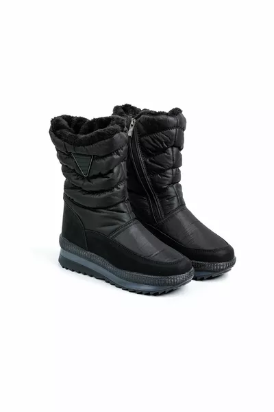 Femmes - Filles - Bottes d’hiver unisexes en fourrure zippée à semelle anatomique - Noir