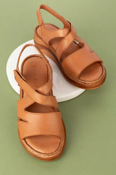 جلد طبيعي العظام وحيد مريحة الصنادل عارضة imk.