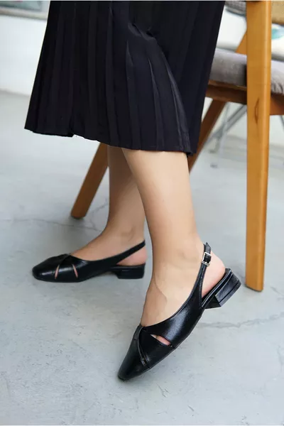 Goldie Noir Droit Casual Ballerines Femme