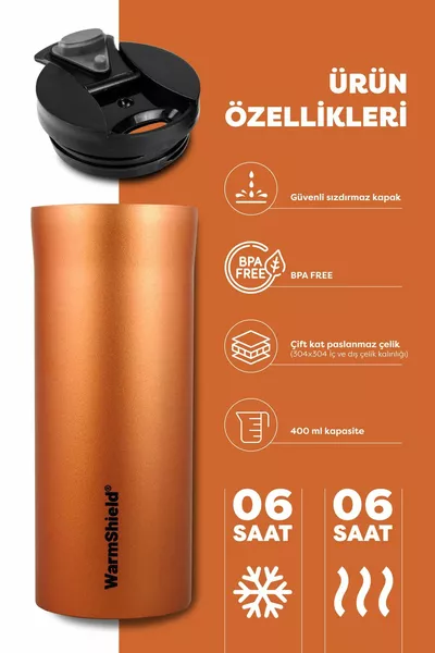 Custom Series Platinum Orange Double Layer Stainless Steel Thermos Cup ml Coffee And Tea Thermos