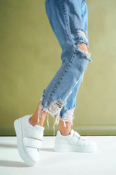 سنيكرز سبيرا أبيض مزدوج فيلكرو للسيدات