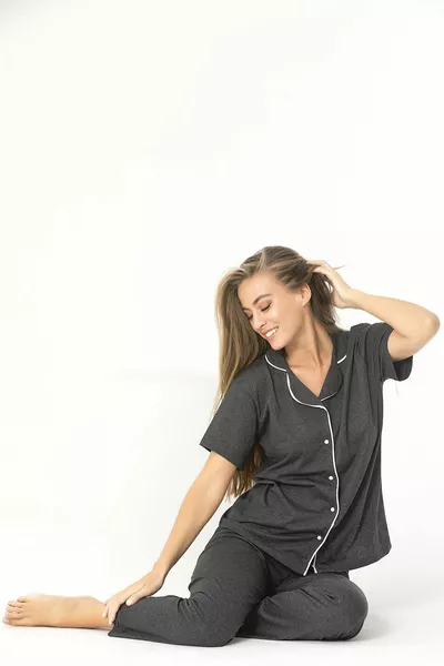 Shirt Short Sleeve Anthracite Pajama Set