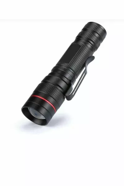 مصباح يدوي بطارية واحدة وظيفة معدنية التخييم الكشفية الأسود