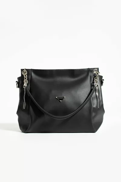 Femme Noir Doux Texturé 4-Oeil Chaîne Accessoire Bandoulière et Sac à main