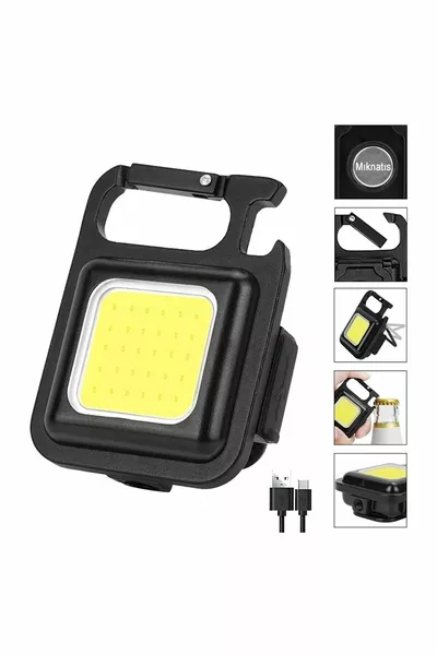 Mini Led Flashlight, With Carabiner, Magnet, Waterproof, Bottle Opener, Rechargeable mah