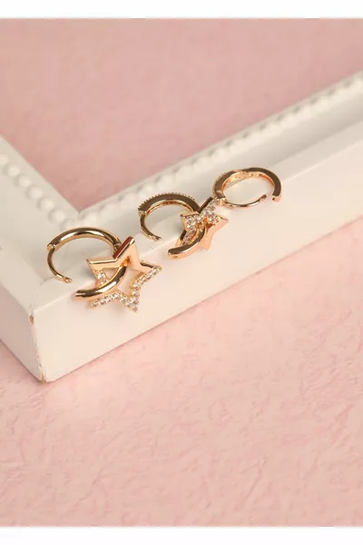 Women's Steel Gold Plated Star Earrings