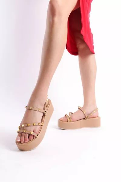 المرأة عارية الصليب حزام الذهب تروبيد شقة مبطن الصنادل الأحذية