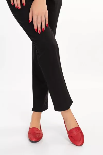 نسائي جلد طبيعي حذاء باليه Anl. أحمر