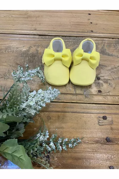 حذاء أطفال توغرا للأطفال مع قوس للأطفال - أصفر ليموني