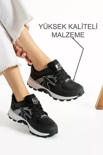 Black & White Comfortable Sole Waterproof Sneakers