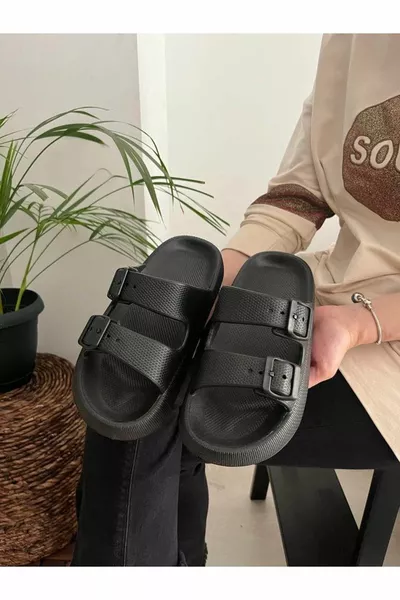 Unisex Double Band Morbida Suola Antiscivolo Spessa Soelite Beach Pool Garden Sea Pantofole Casual