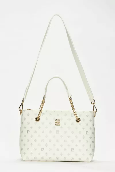 Borsa a tracolla da donna con monogramma bianco 