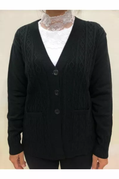 كارديجان صوف شتوي أمي مع أزرار جيب