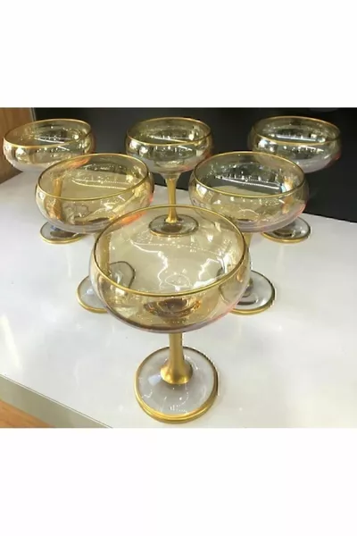 6 бр стъклена чаша за сладолед магнолия цветна