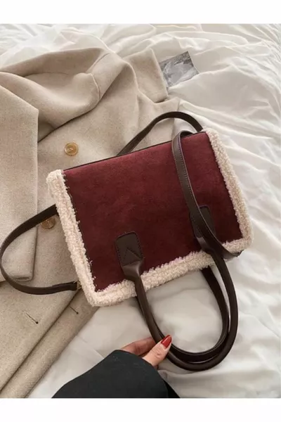 بورجوندي Nubuck حزام حقيبة الكتف