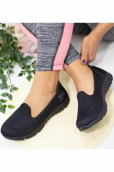 Chaussures de marche ballerines orthopédiques en mousse à mémoire de forme noire pour femmes
