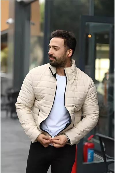 الرجال الموسم الجديد البيج البخاخ اصطف معطف سترة