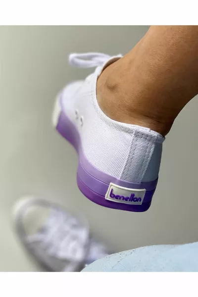 حذاء رياضي كتان - أبيض وأرجواني