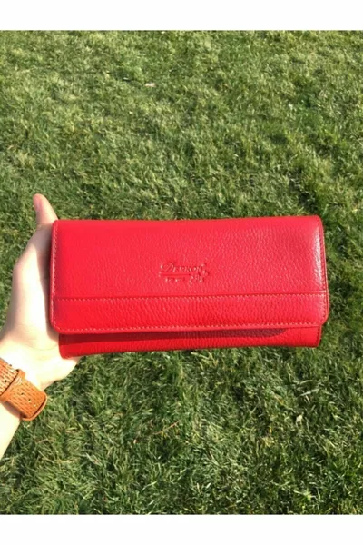 محفظة نسائية جلدية طبيعية يدوية