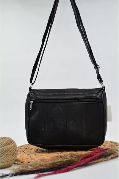 حقيبة كروس وكتف من الجلد الطبيعي الأسود (حقيبة نسائية من الجلد الطبيعي ٪)