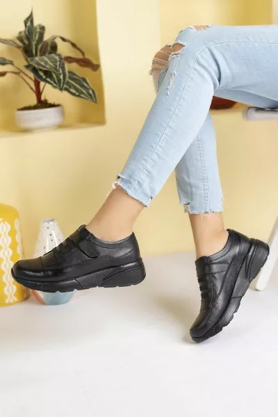 Chaussures décontractées en cuir véritable pour femmes Saison automne / hiver 