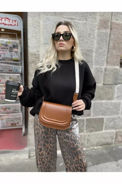 قماش حزام صدفي حقيبة أسود