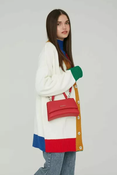 Borsa in pelle testurizzata rossa