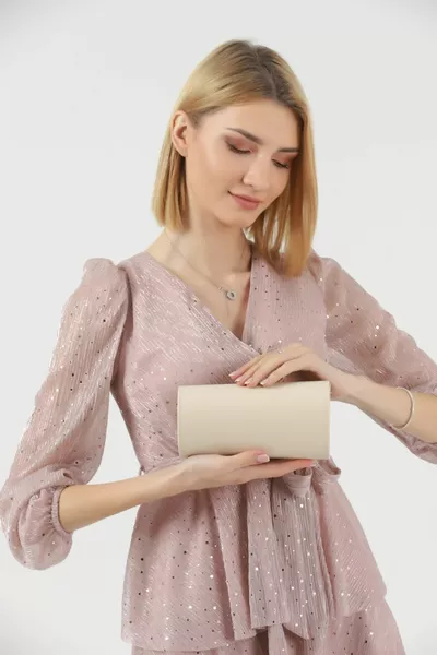 Borsa per abito da sera morbida crema