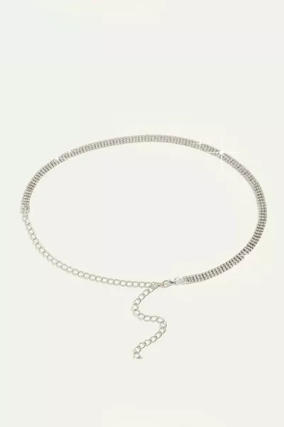 Trois rangées de cristal Pierre taille chaîne ceinture robe de soirée